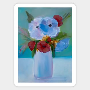 Bouquet of Flowers with Poppies in a Vase Sticker